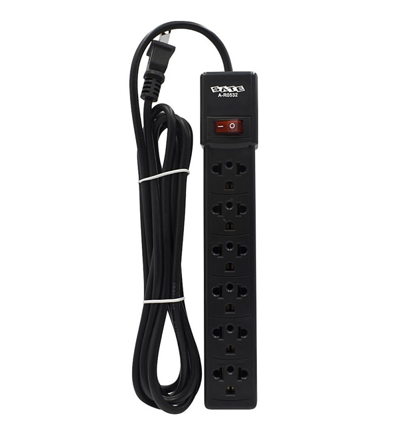Filtro de línea Satelite A-R0532 con 6 tomas 3 Metros/Bivolt - Negro