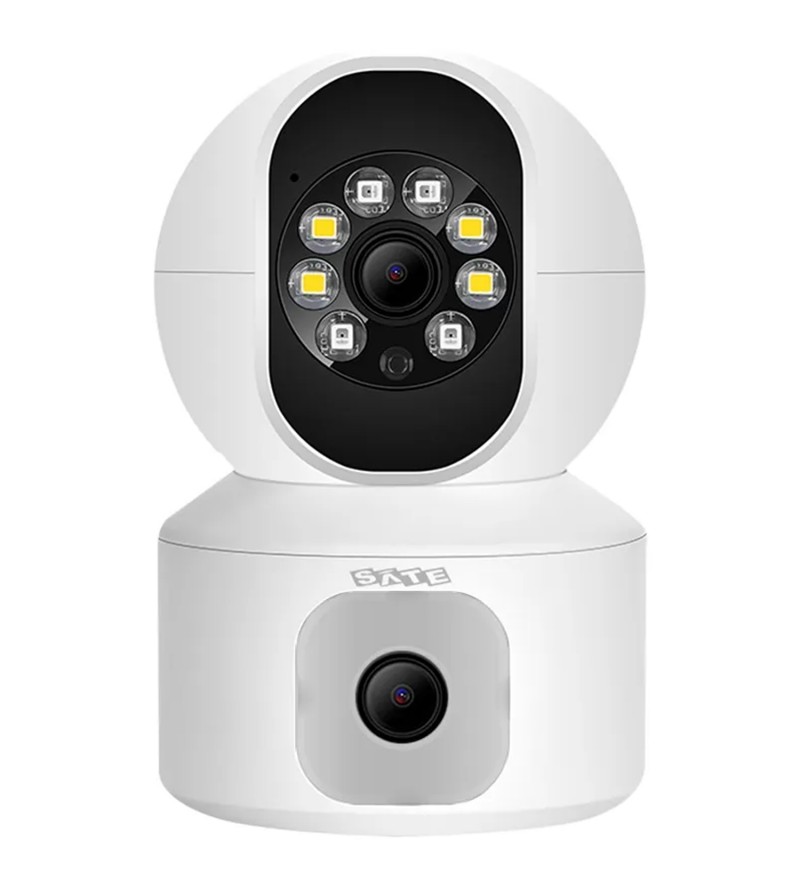 Cámara IP Satellite A-CAM001 2 Lentes HD 2 MP/Wi-Fi/MicroSD/360° - Blanco