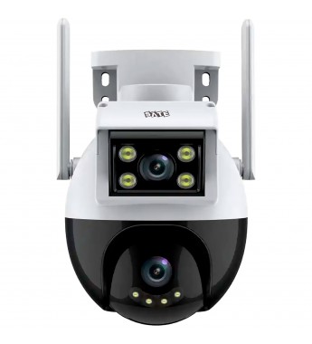 Cámara IP Satellite A-CAM008D 2 Lentes HD 4 MP/2 Antenas/Wi-Fi/MicroSD - Blanco/Negro