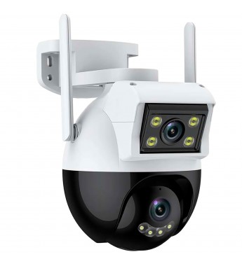 Cámara IP Satellite A-CAM008D 2 Lentes HD 4 MP/2 Antenas/Wi-Fi/MicroSD - Blanco/Negro