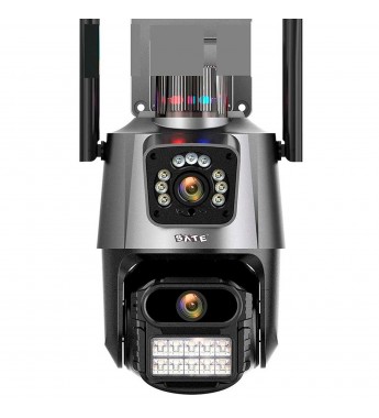 Cámara IP Satellite A-CAM009D 2 Lentes HD 4 MP/2 Antenas/Wi-Fi/MicroSD - Gris/Negro
