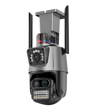 Cámara IP Satellite A-CAM009D 2 Lentes HD 4 MP/2 Antenas/Wi-Fi/MicroSD - Gris/Negro
