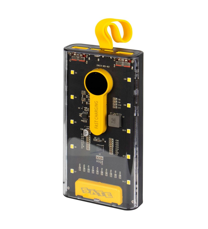 Cargador Portátil Sate A-PB410005Q 10000mAh/22.5W - Negro/Amarillo/Transparente