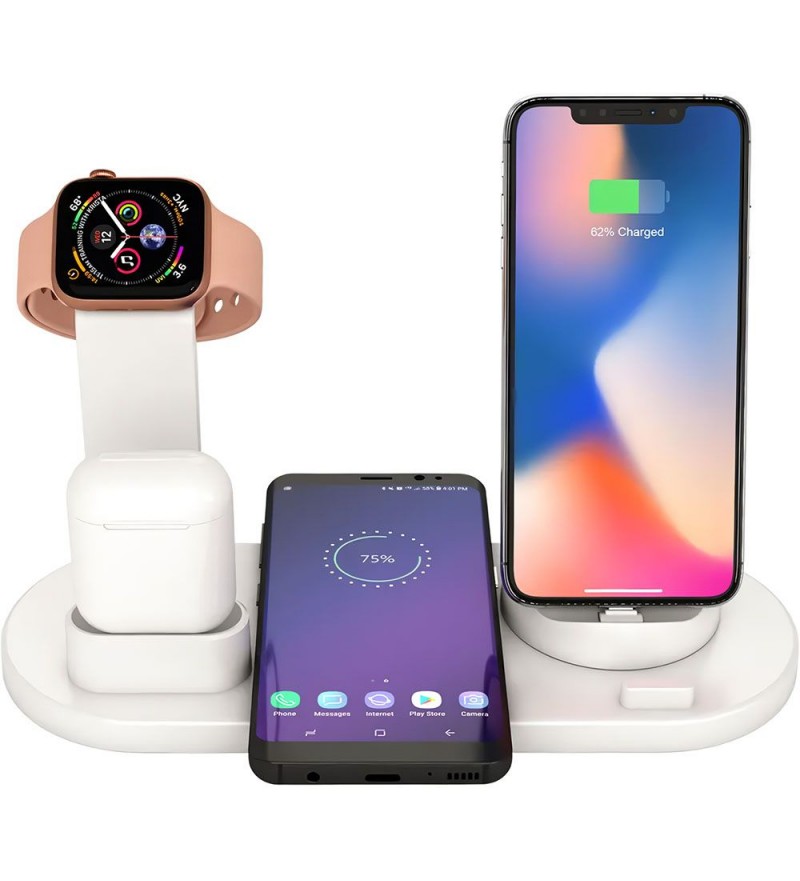 Cargador Wireless Satellite A-R26 3 En 1 - Blanco