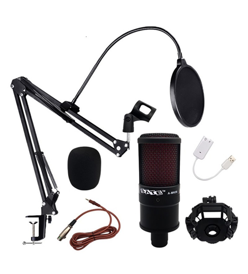 Micrófono para Podscast Sate A-MK06 Unidirecional Podcast/Streaming - Negro