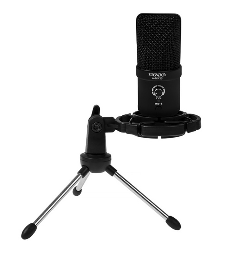 Micrófono para Podcast Sate A-MK35 Professional Podcast - Negro