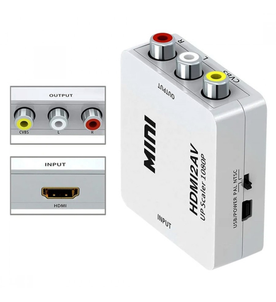 Conversor AV/RCA a HDMI Full HD 1080p HDMI2AV - Blanco