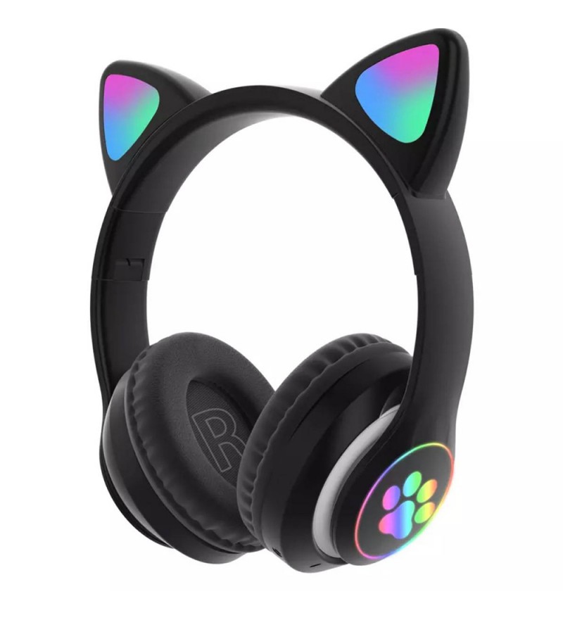 Auricular Inalámbrico Cat Ear VIV-23M con Micrófono/RGB - Negro