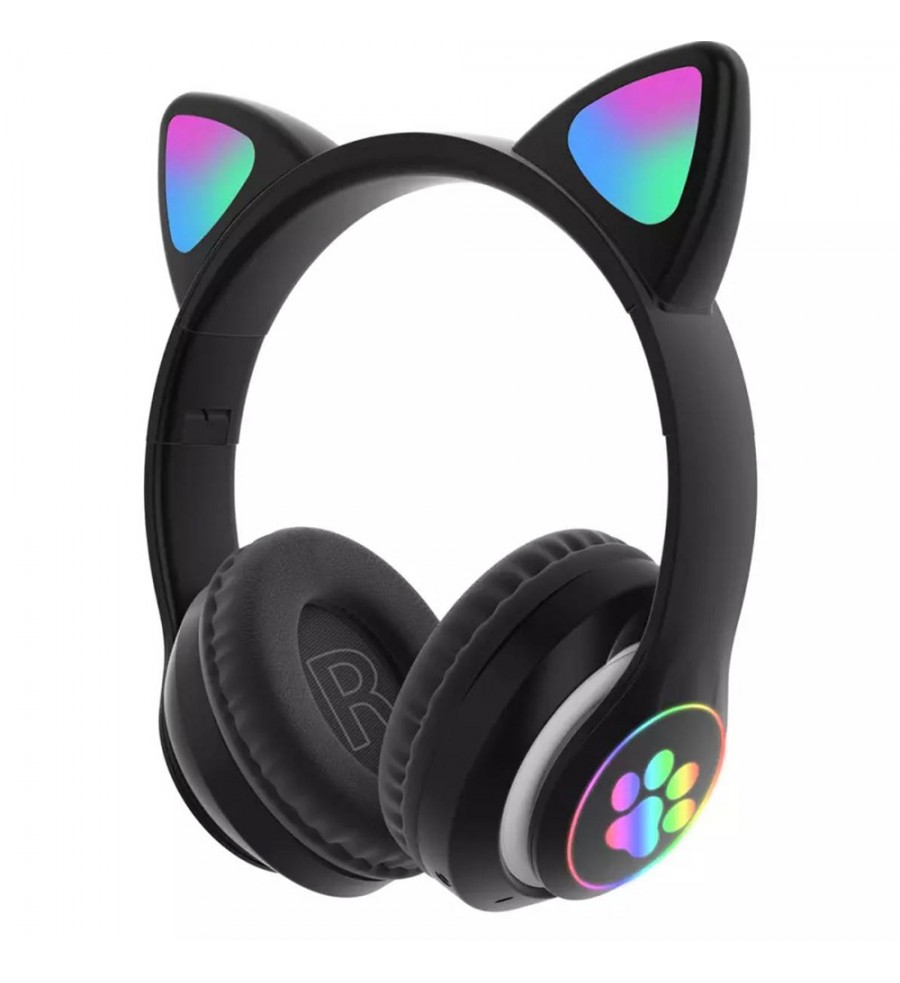 Auricular Inalámbrico Cat Ear VIV-23M con Micrófono/RGB - Negro