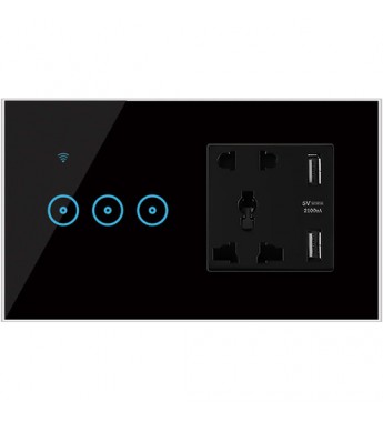 Enchufe Smart Switch Socket & USB All In One KING-D3_EBB - Negro