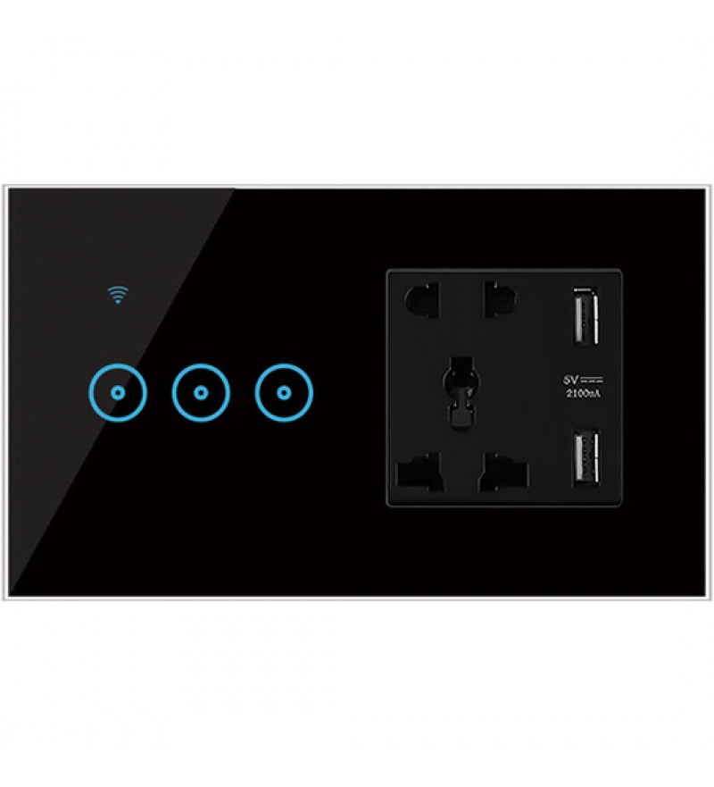 Enchufe Smart Switch Socket & USB All In One KING-D3_EBB - Negro