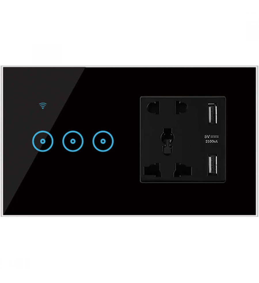 Enchufe Smart Switch Socket & USB All In One KING-D3_EBB - Negro