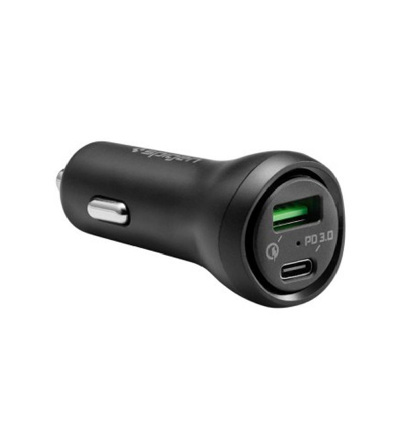Cargador Vehicular Spigen SteadiBoost USB-A/USB-C - Black 