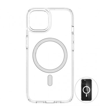 Funda para iPhone 15 6.1" (2023) Spigen Crystal Hybrid Magfit White ACS06485 - Crystal Clear