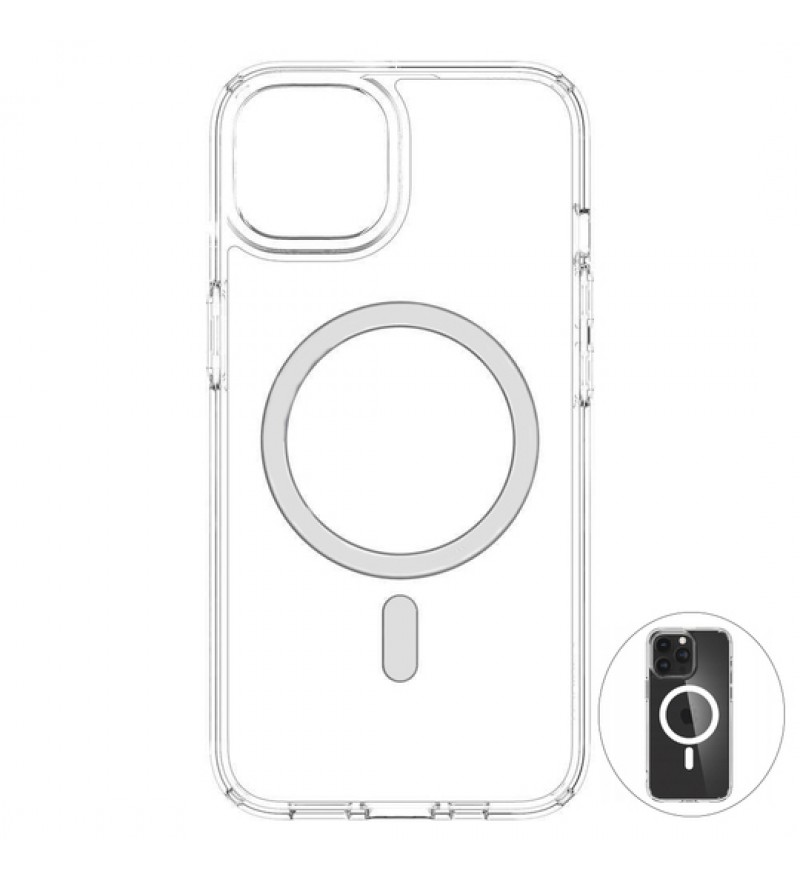 Funda para iPhone 15 Pro 6.1" (2023) Spigen Crystal Hybrid Magfit White ACS06475 - Crystal Clear