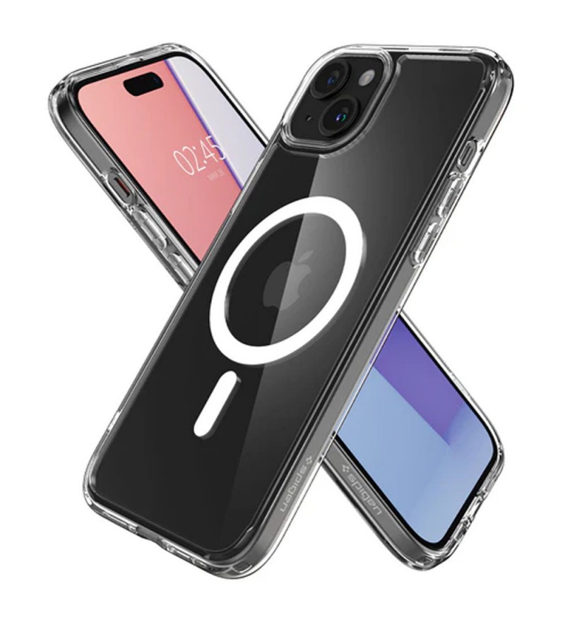 Funda para iPhone 15 PLUS Spigen Crystal Hydrid Clear Magsafe ACS06463 - (Caja Fea)