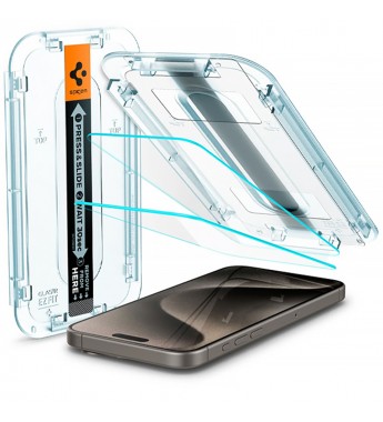 Película para iPhone 15 Pro Spigen Glas tR EZ Fit AGL06892 (2 piezas) - Transparente 