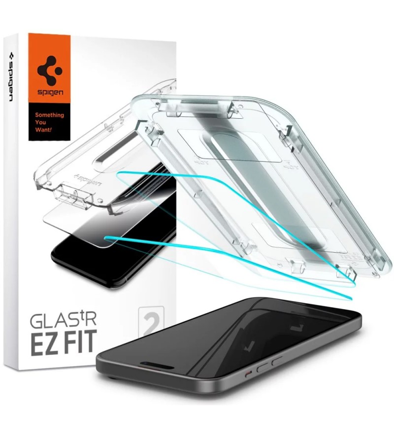 Pelicula para iPhone 15 Pro Spigen Slim Glastr Fit AGL06903 (2 piezas) - Transparente 