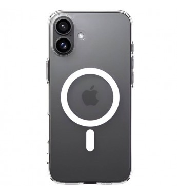 Funda Spigen para iPhone 16 Crystal Hybrid MagFit ACS08225 - Transparente/Blanco