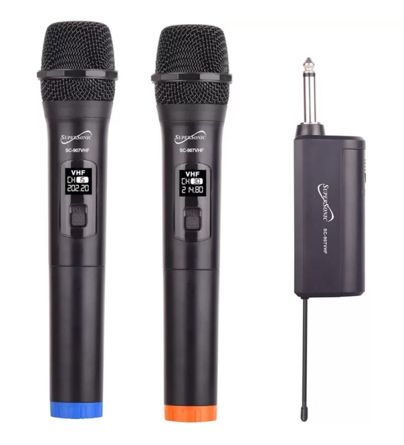  Micrófono Wireless VHF Dual Supersonic SC-907VHF - Black - (Caja Fea)