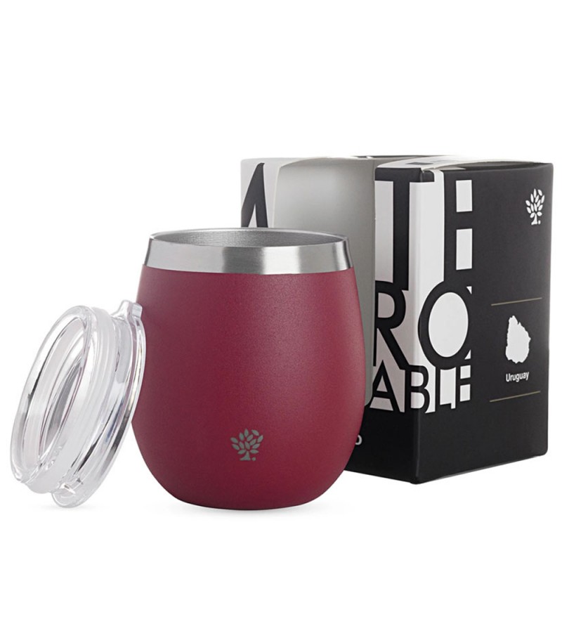 Guampa Terrano con tapa Acrílico AC403010021 de 240mL - Bordo
