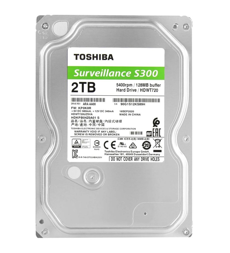 HD 3.5" Toshiba Surveillance HDWT720 S300 de 2TB 5400RPM/256MB - Sata III
