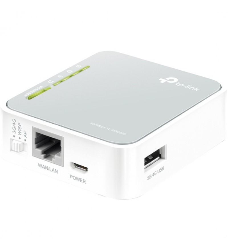 Router Inalámbrico TP-Link TL-MR3020 hasta 300Mbps USB/RJ45 - Blanco