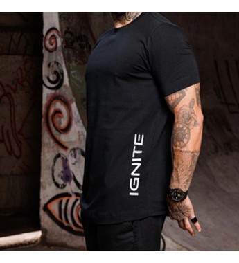 Remera Ignite Long IGN LAT 63001 Masculino - Blanco/Negro