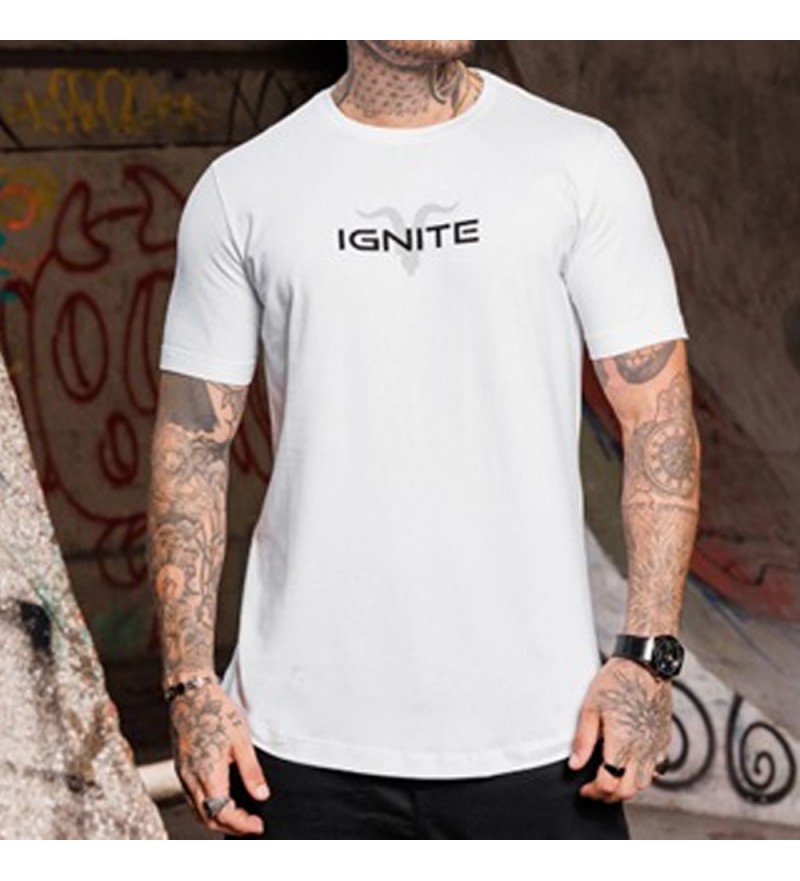 Remera Ignite Long IGNT TRX 63002 Masculino - Blanco/Negro