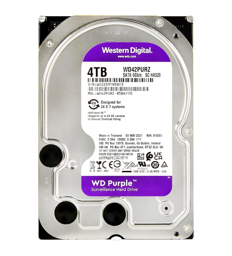 HD 3.5" Western Digital WD43PURZ Purple 4TB 256MB 5400RPM - Sata 3