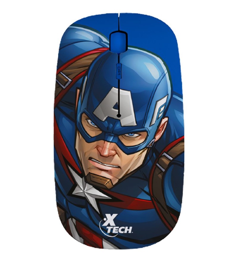 Mouse Wireless Xtech XTM-M340CA Capitan America 1600 DPI Ajustable/4 Botones - Azul
