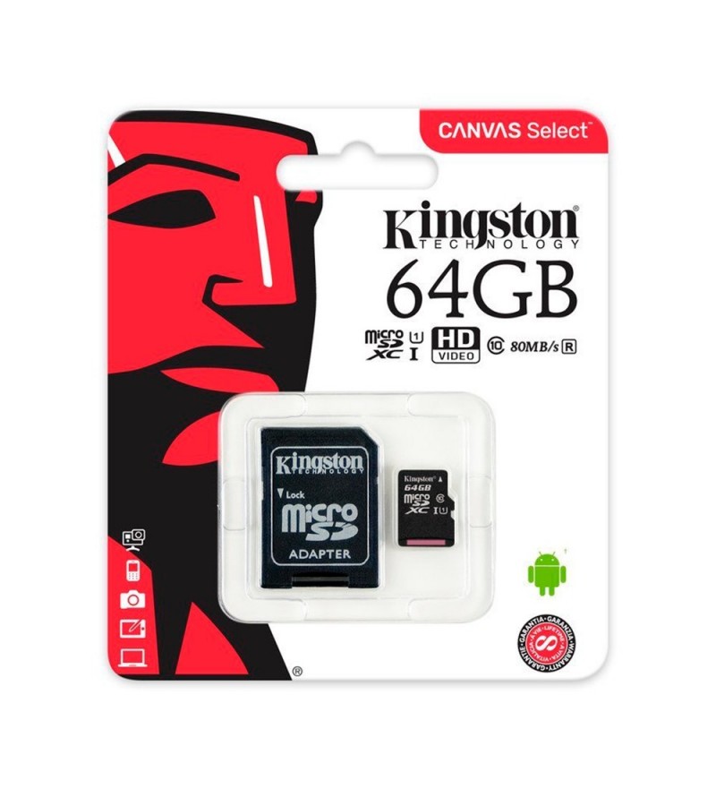 MEMORIA MICRO SD KINGSTON 64GB C10 2X1