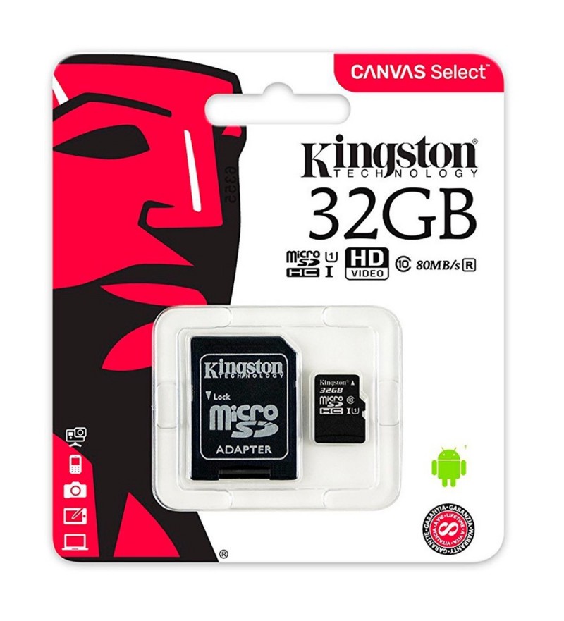 MEMORIA MICRO SD KINGSTON 32GB C10 2X1