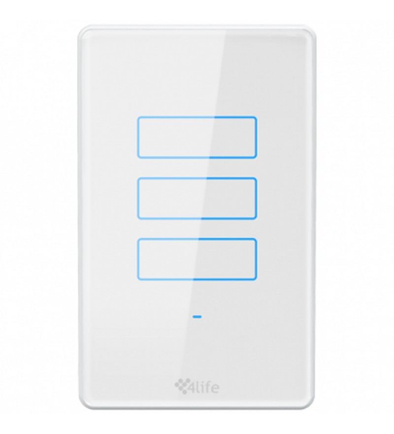 Interruptor de Pared Inteligente 4life Smart Light Switch FL801-3 Wi-Fi/3 Botones/Bivolt - Blanco