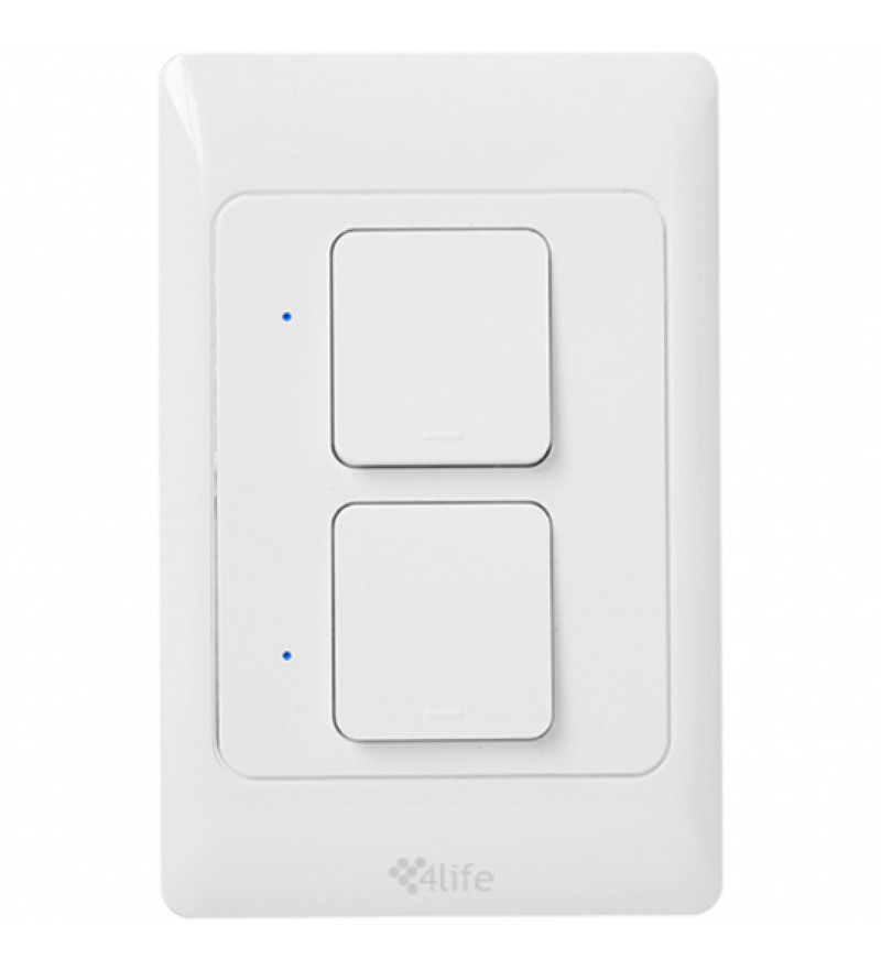 Interruptor de Pared Inteligente 4life Smart Light Switch FL811-2 Wi-Fi/2 Botones/Bivolt - Blanco