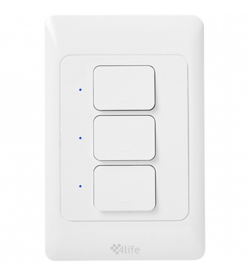 Interruptor de Pared Inteligente 4life Smart Light Switch FL811-3 Wi-Fi/3 Botones/Bivolt - Blanco
