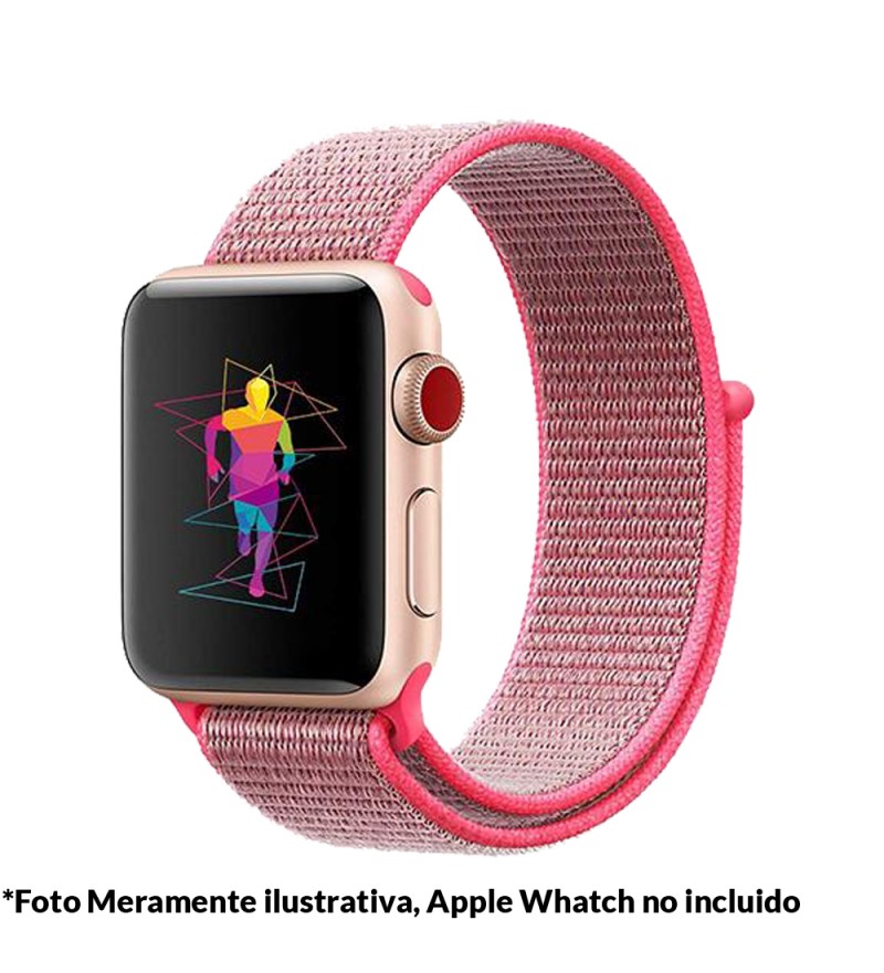 Correa 4Life para Apple Watch 44mm de Nylon- Rosado Brillante
