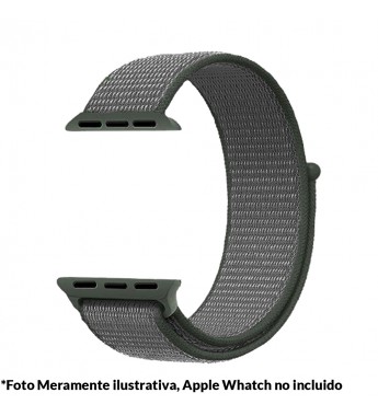 Correa 4Life para Apple Watch 44mm de Nylon- Verde/Gris