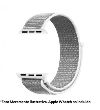 Correa 4Life para Apple Watch 44mm de Nylon- Balnco/Gris 