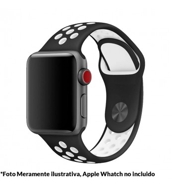Correa 4Life para Apple Watch 42/44mm de Silicona Deportiva - Negro/Blanco