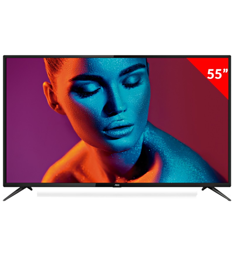 Smart TV LED de 55" AOC 55U6285 4K UHD con Wi-Fi/HDMI/Bivolt - Negro
