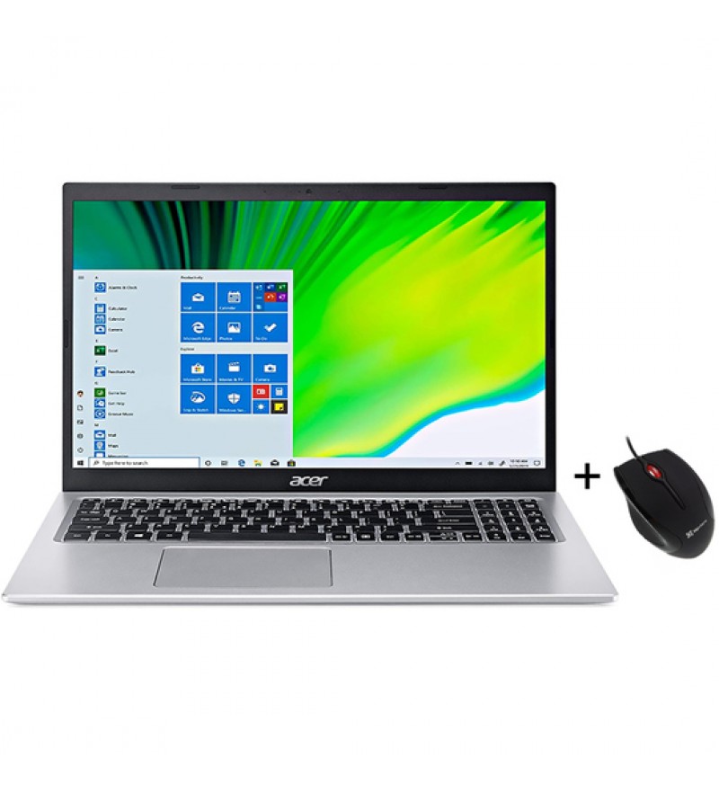 Notebook Acer Aspire 5 A515-56-363A de 15.6" FHD con Intel Core i3-1115G4/4GB RAM/128GB SSD/W10 - Pure Silver + Mouse KlipXtreme Ebony KMO-104