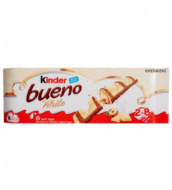 Chocolate Kinder Bueno Blanco 8 unidades rico en Leche y Avellanas - 312g