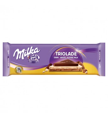 Barra de Chocolate Milka Triolade Dark - White - Milk Alpine - 300g