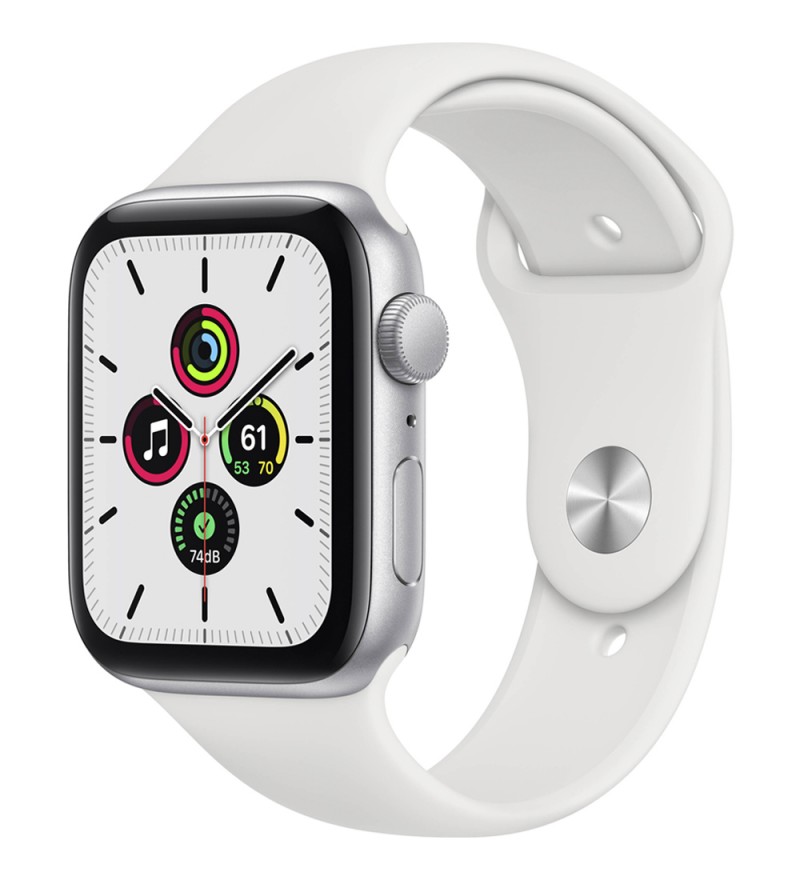 Apple Watch SE de 44 mm MYDQ2LL/A A2352 GPS (Caja de aluminio Plata/Correa deportiva Blanca)