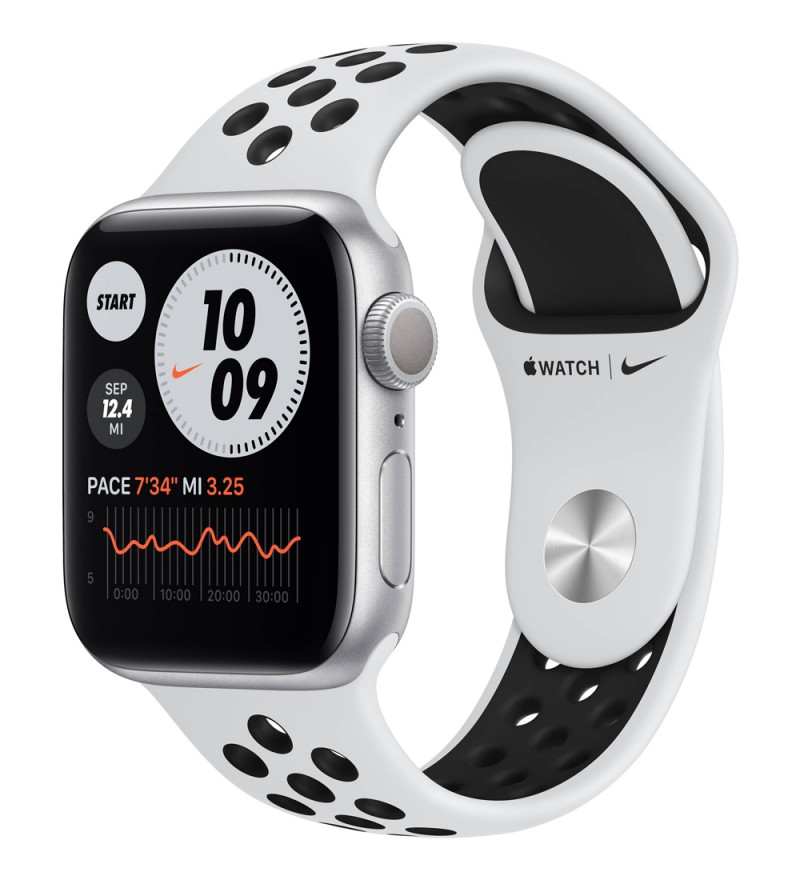 Apple Watch Nike Series 6 de 40 mm M00T3LL/A A2291 GPS (Caja de aluminio Plata/Correa Nike Sport Platino puro/negra)