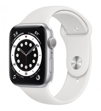 Apple Watch Series 6 de 44 mm M00D3LL/A A2292 GPS (Caja de aluminio Plata/Correa deportiva Blanca)