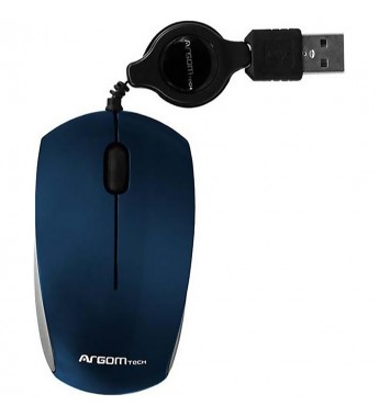 Mouse ArgomTech MS07 ARG-MS-0007L 800DPI/3 Botones/USB/Retráctil - Azul