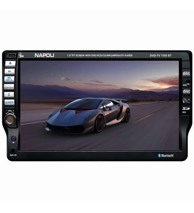Reproductor DVD Automotriz Napoli DVD-TV 75550 BT Pantalla 7.5" con Bluetooth/USB/TarjetaSD - Negro