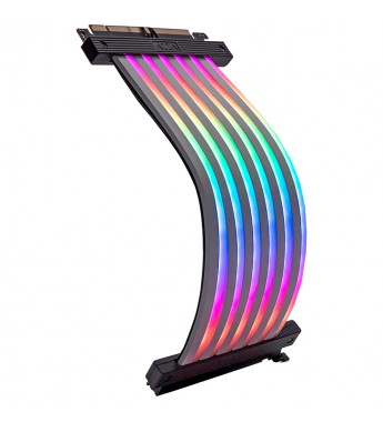 Cable Vertical PCIe Azza ACAZ-20R-L 90º con iluminación RGB de 200mm - Negro